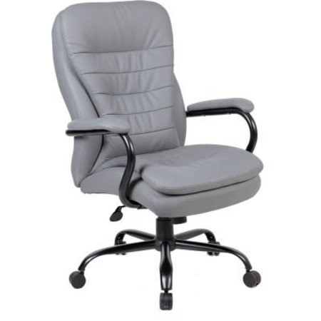 BOSS OFFICE PRODUCTS Boss Big and Tall Office Chair with Arms and Pillow Top - Vinyl - High Back - Gray B991-GY